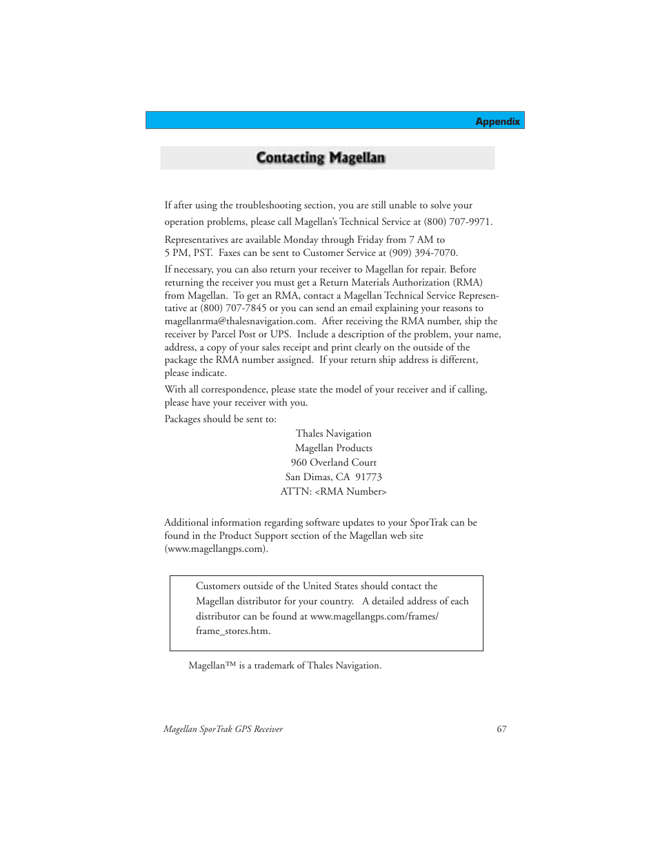 Magellan GPS receivers User Manual | Page 77 / 86