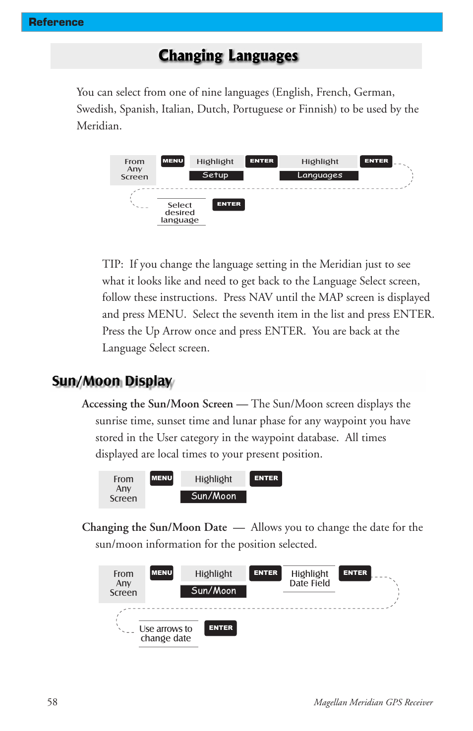 Reference | Magellan 310 User Manual | Page 68 / 89