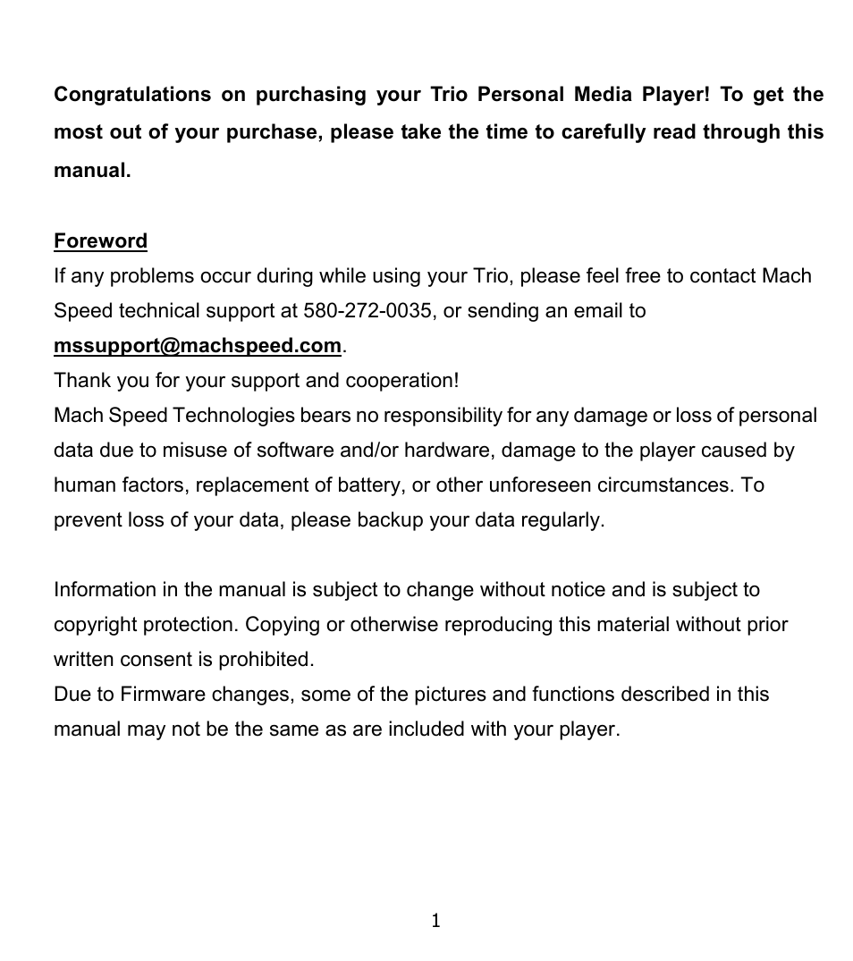 Mach Speed Technologies TRIO T3000 User Manual | Page 2 / 28