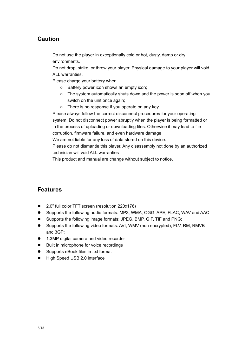 Caution, Features | Mach Speed Technologies TRIO G2 User Manual | Page 3 / 18