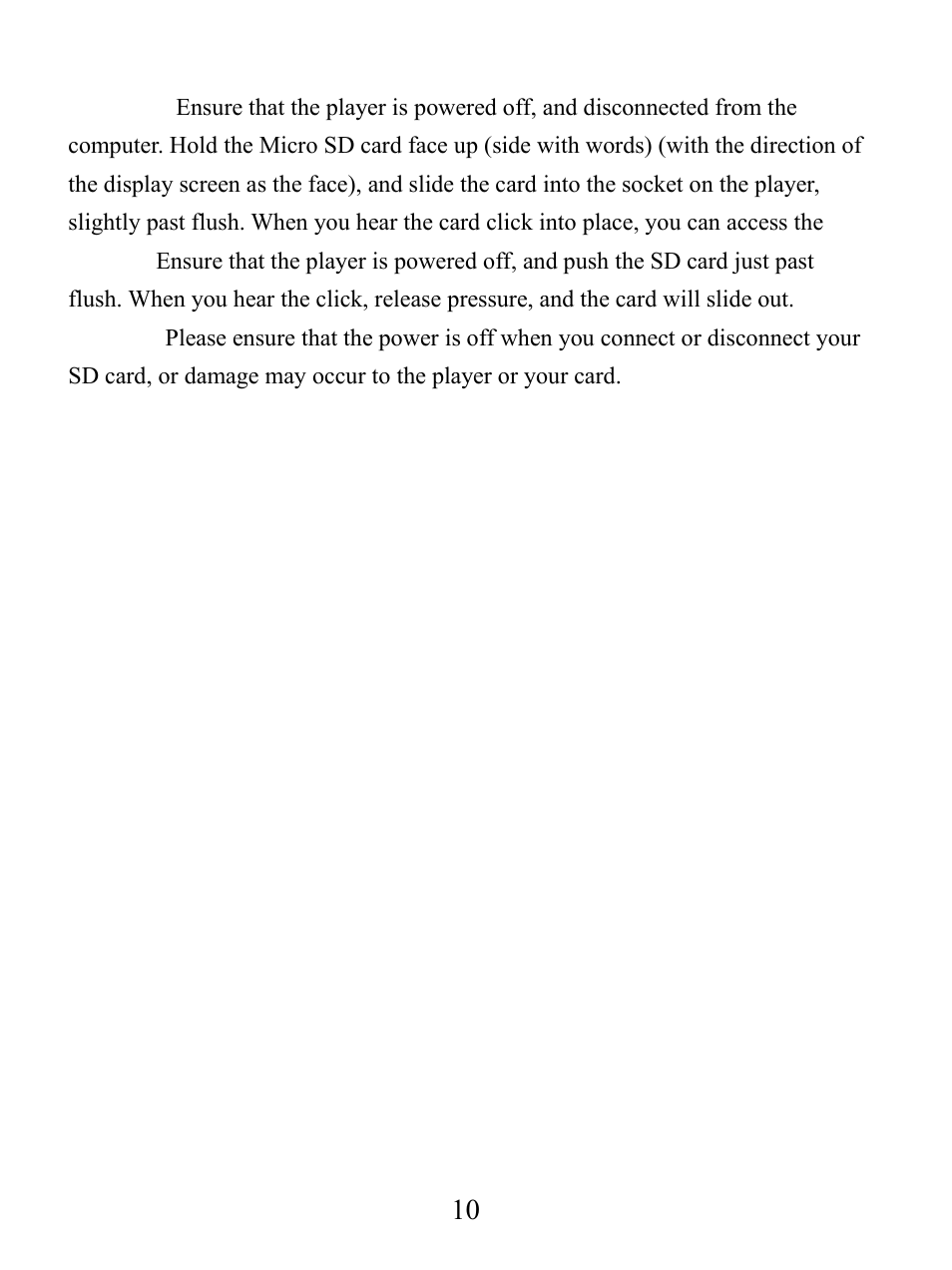 Loading files to your player, Using windows media player, 10 inserting and removing the micro sd card | Mach Speed Technologies V5000 User Manual | Page 11 / 35