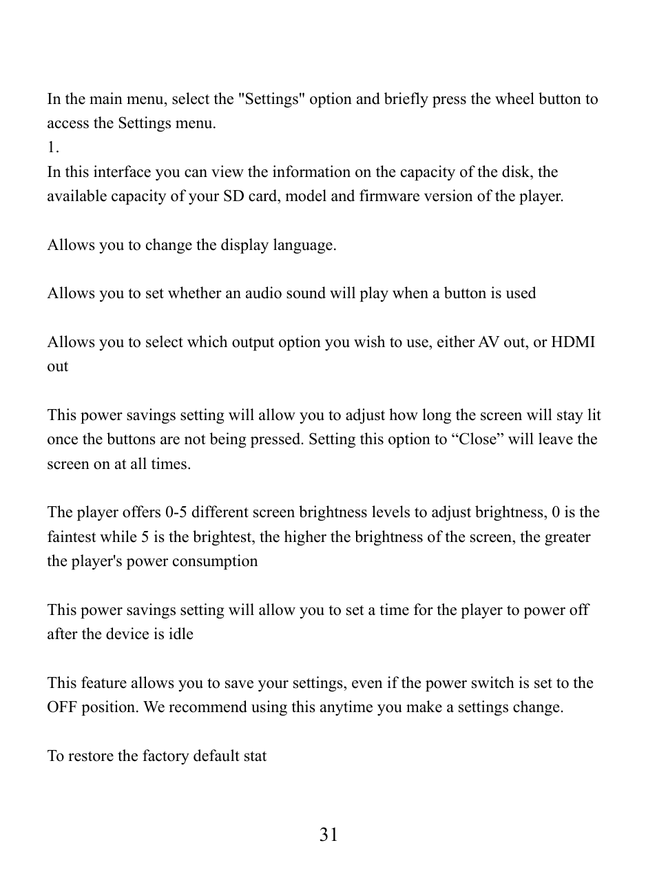 System settings | Mach Speed Technologies V5000 User Manual | Page 32 / 35