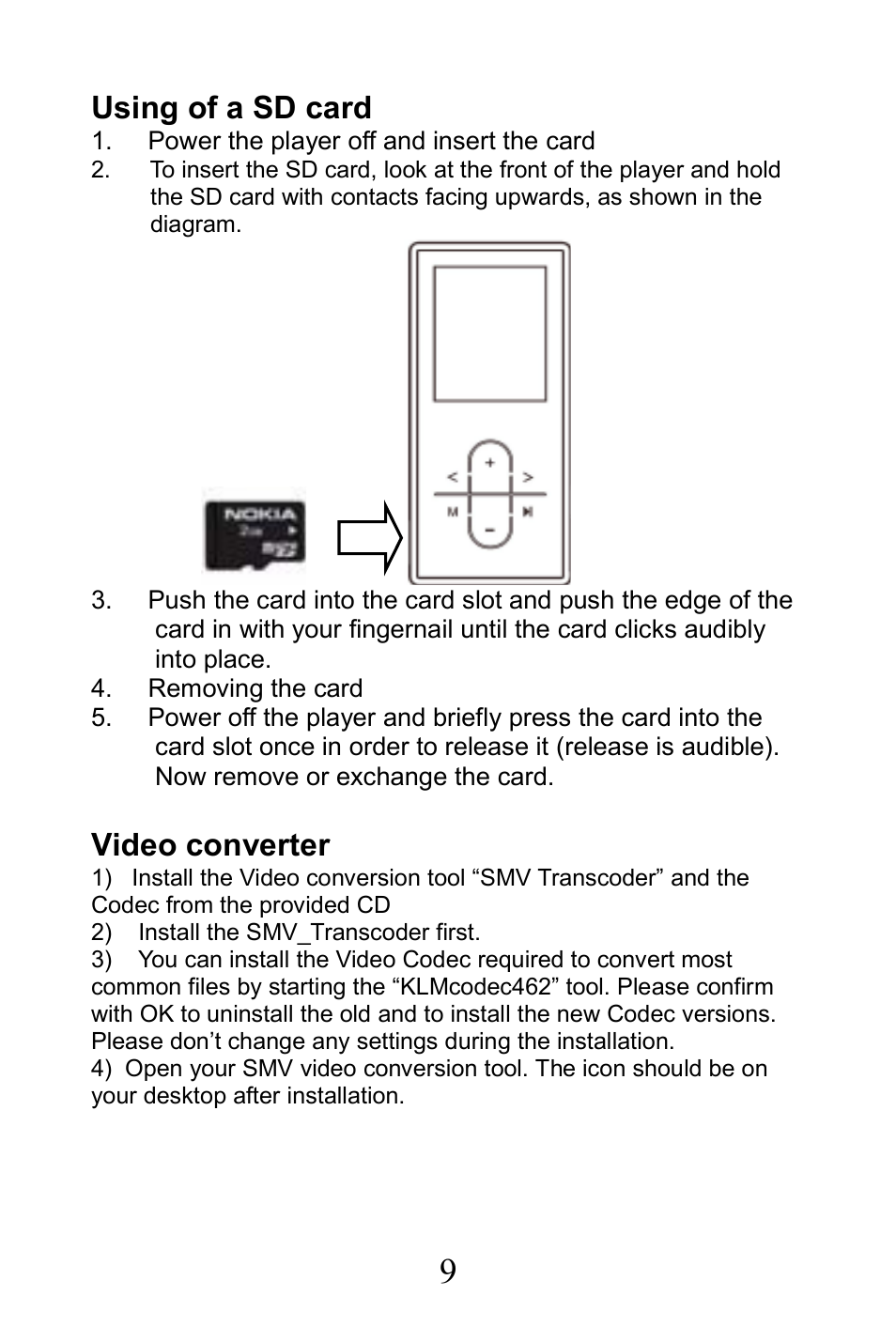 Using of a sd card, Video converter | Mach Speed Technologies TRIO-V818 User Manual | Page 9 / 22