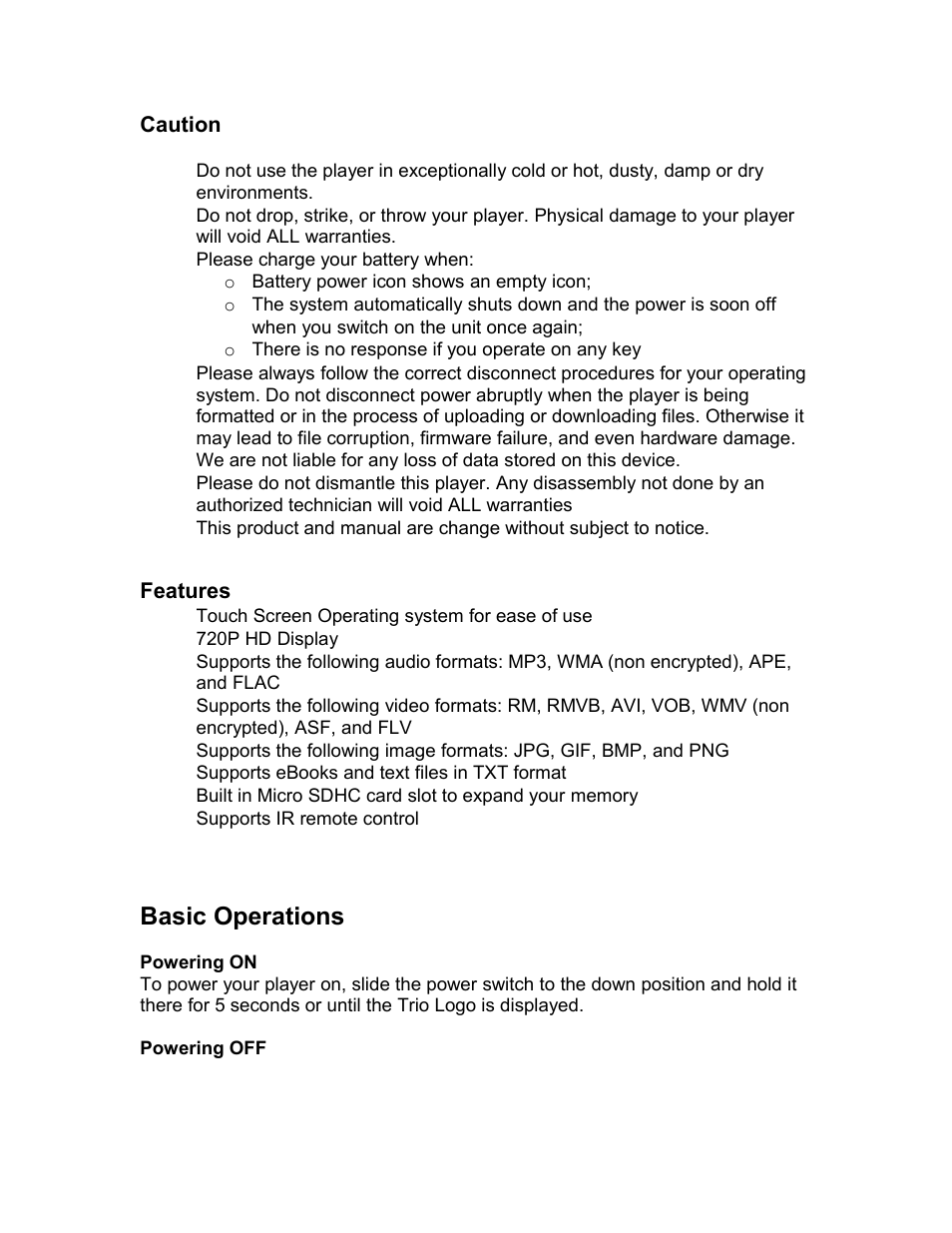 Basic operations | Mach Speed Technologies TRIO T4300HD User Manual | Page 3 / 31