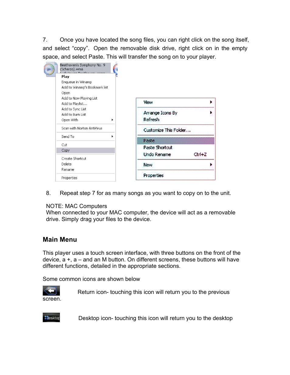 Main menu | Mach Speed Technologies PERSONAL MEDIA PLAYER T4 User Manual | Page 10 / 29