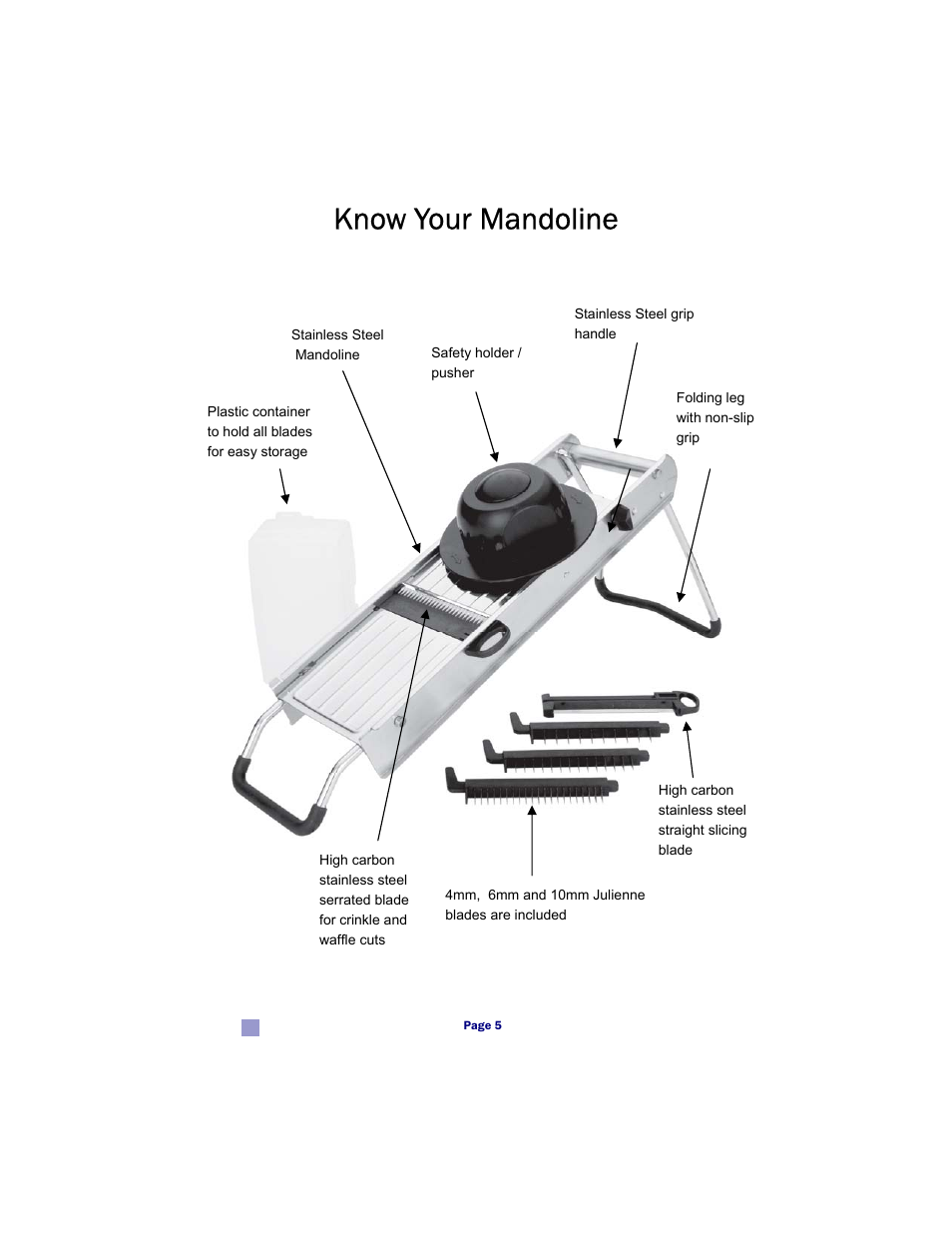 Know your mandoline | MIU France 90777 User Manual | Page 6 / 12