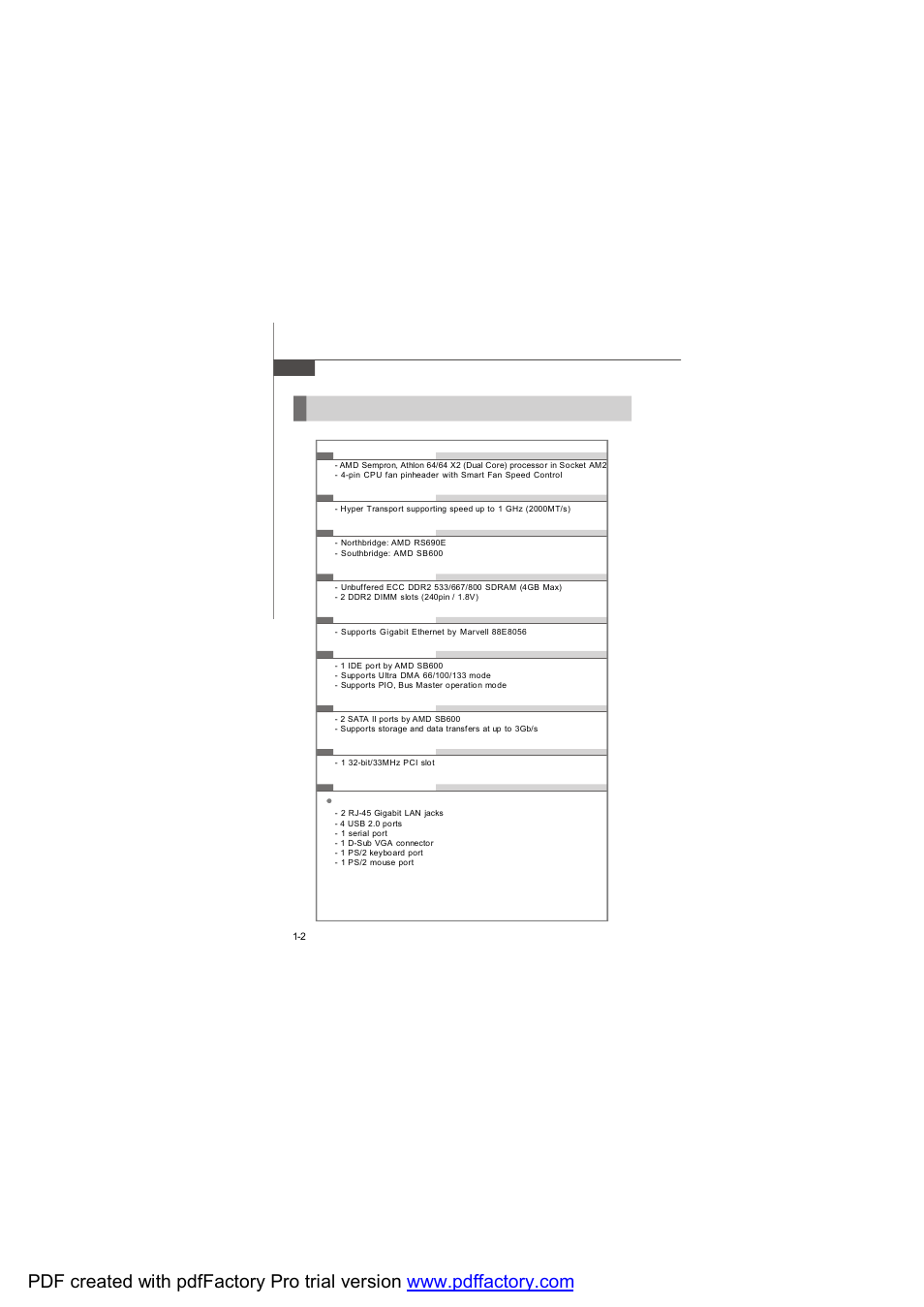 Mainboard specifications | MSI AM-690E User Manual | Page 10 / 68