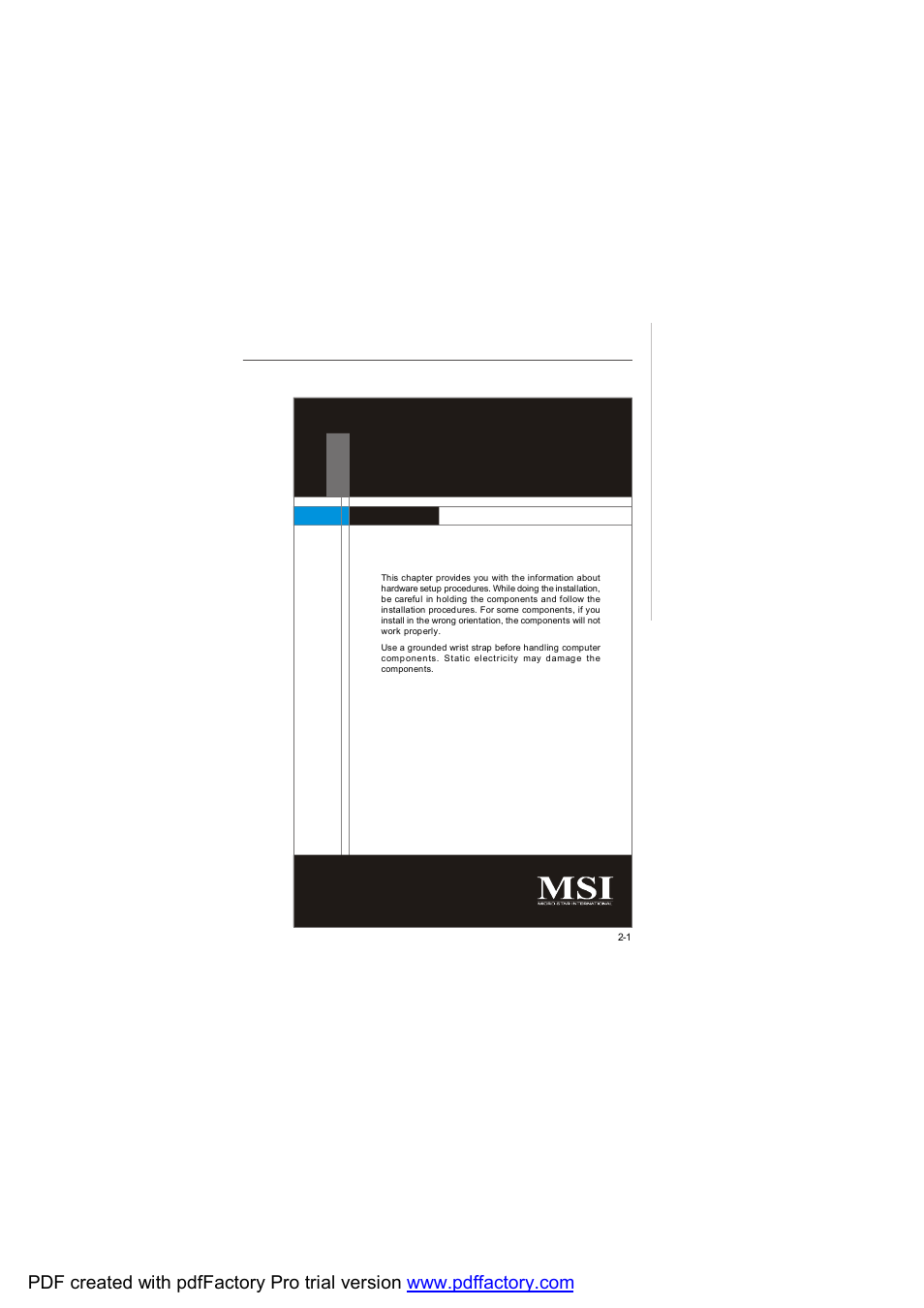 Hardware setup, Chapter 2 | MSI AM-690E User Manual | Page 19 / 68