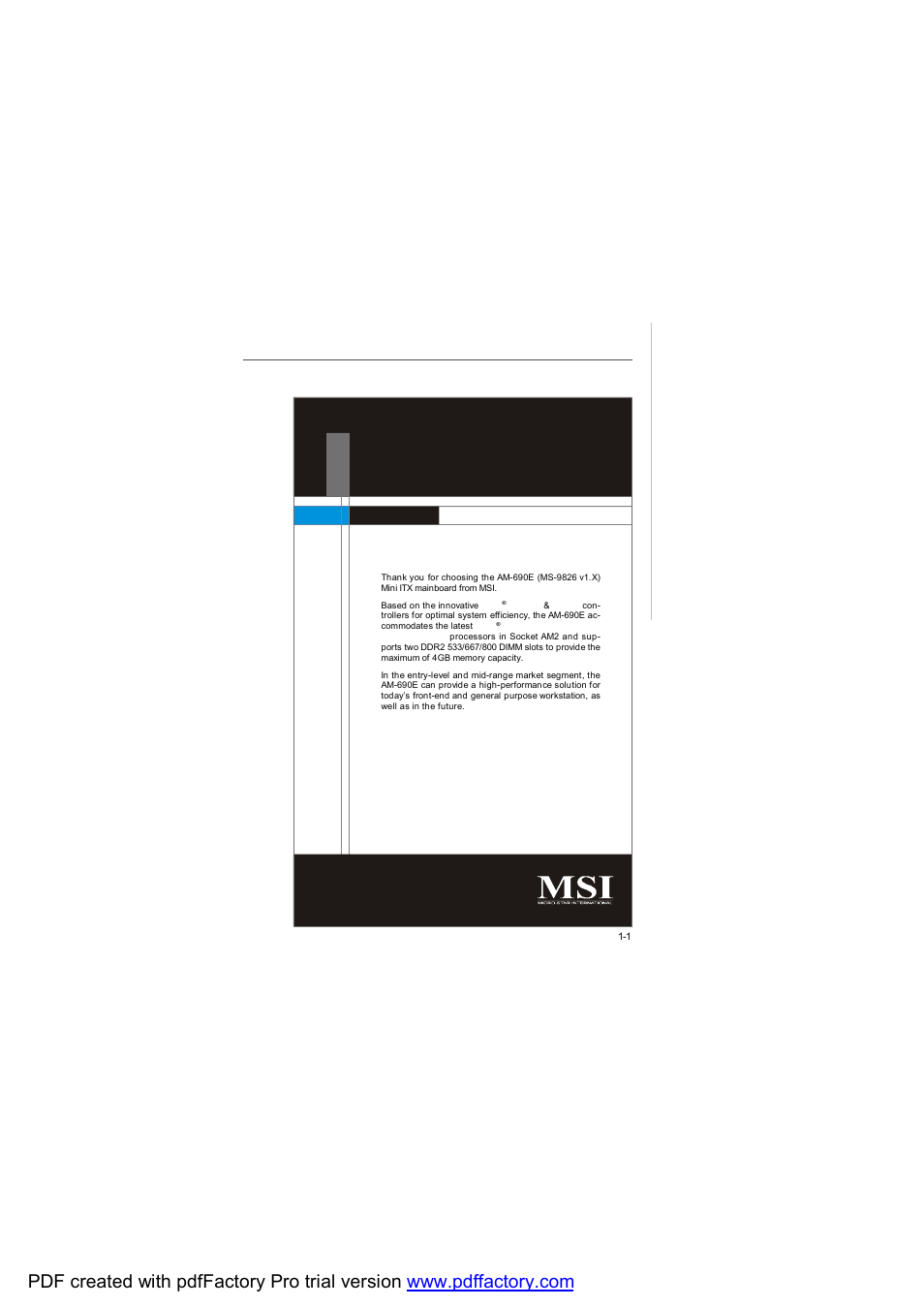 Product overview, Chapter 1 | MSI AM-690E User Manual | Page 9 / 68
