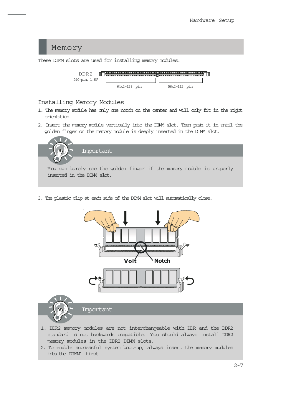 Memory, Important | MSI NVIDIA MS-7504PV User Manual | Page 19 / 50