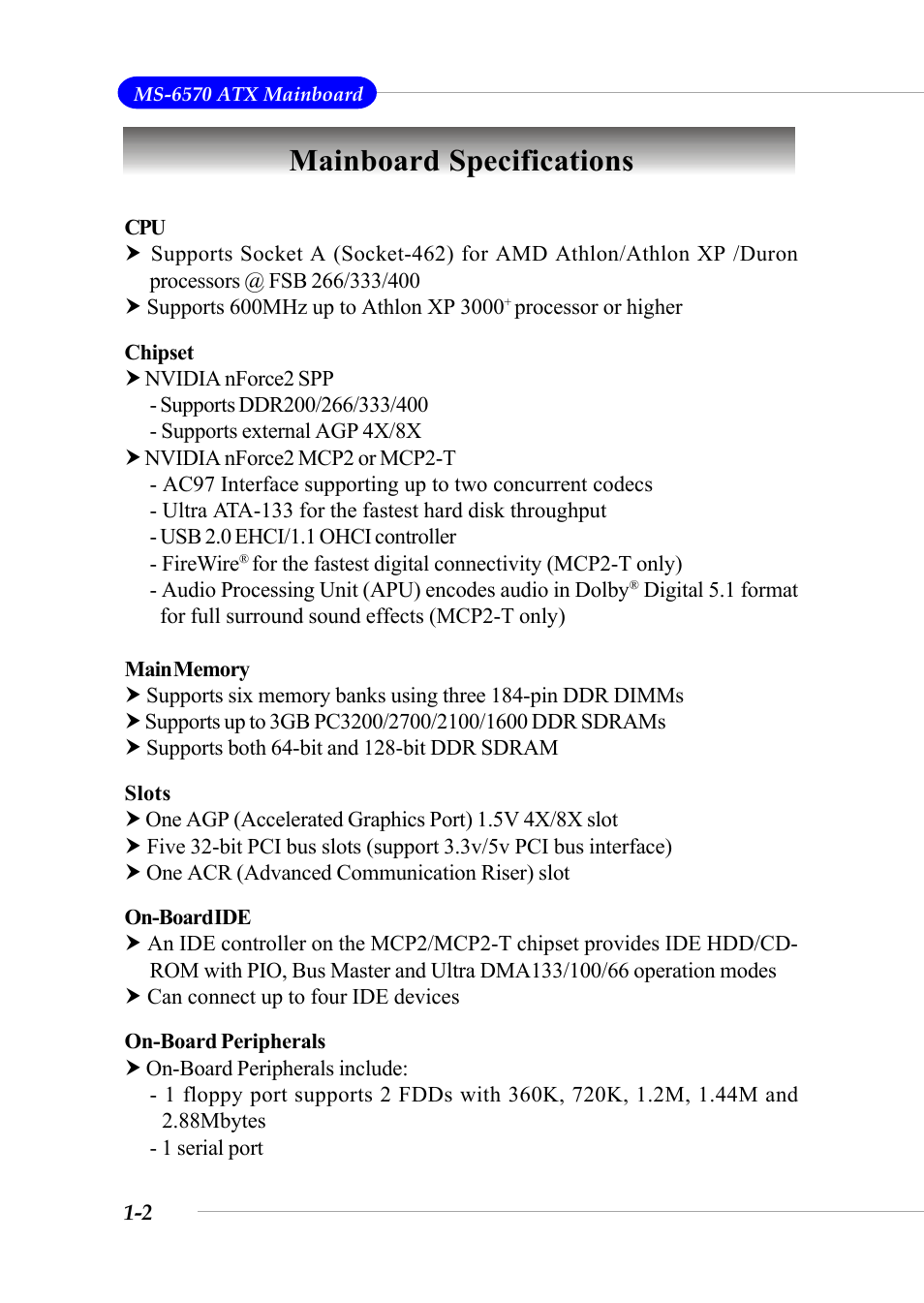Mainboard specifications | MSI G52-M6570XA-G22 User Manual | Page 9 / 116