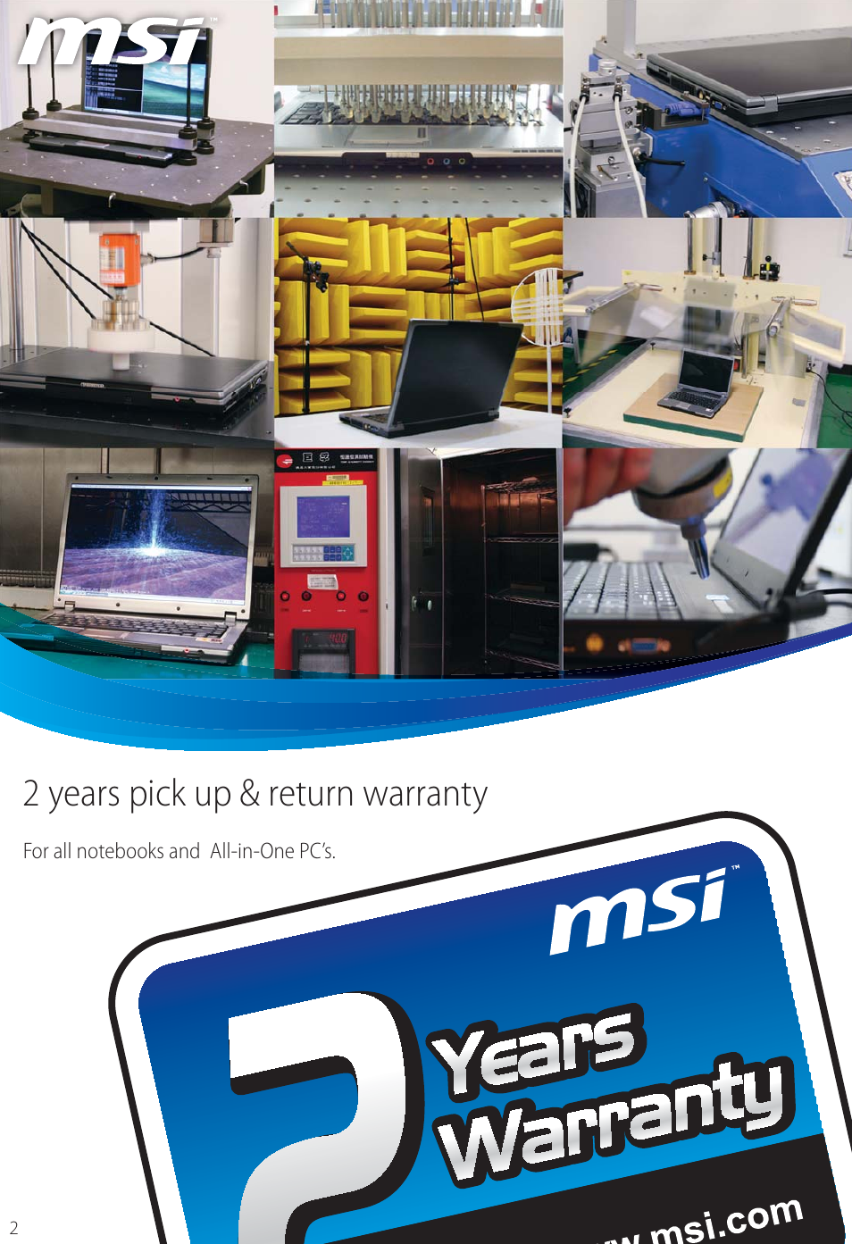 2 years pick up & return warranty | MSI FX620DX User Manual | Page 2 / 32