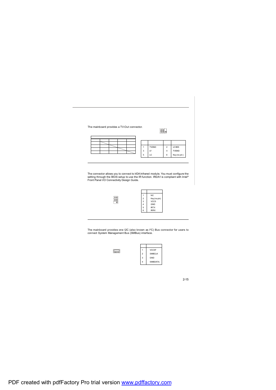 Tv-out connector: jtv1, Irda infrared module header: irda1, I2c bus connector: j1 | MSI FUZZY CX700D User Manual | Page 33 / 82