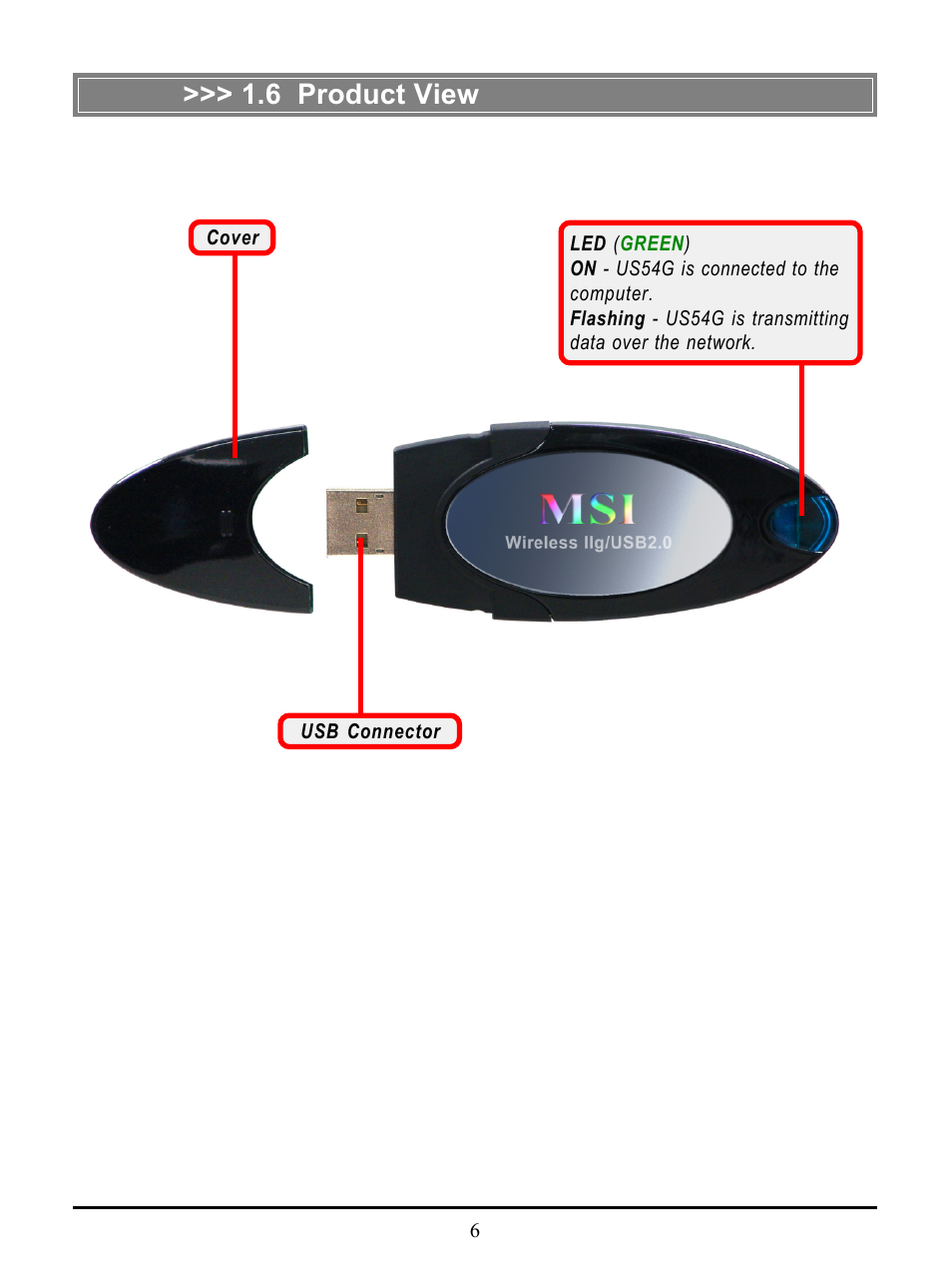 6 product view | MSI US54G User Manual | Page 11 / 41