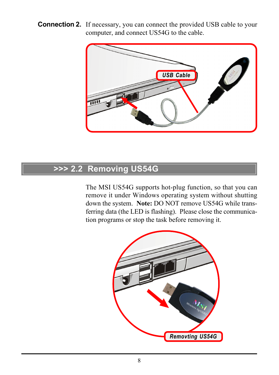 2 removing us54g | MSI US54G User Manual | Page 13 / 41