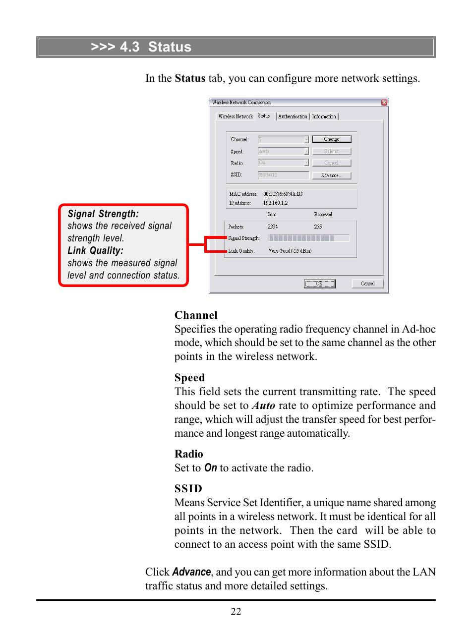 3 status | MSI US54G User Manual | Page 27 / 41