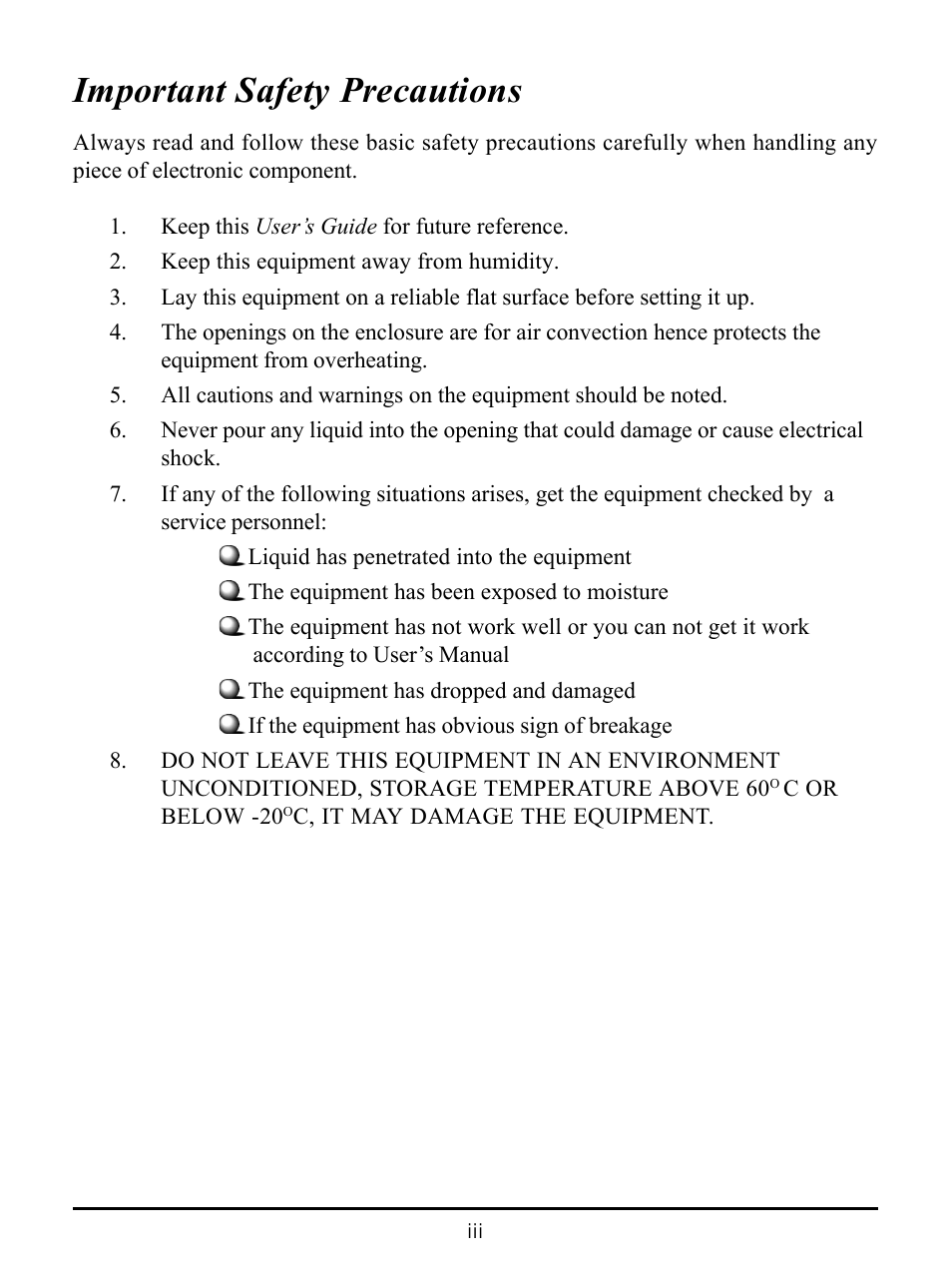Important safety precautions | MSI US54G User Manual | Page 3 / 41