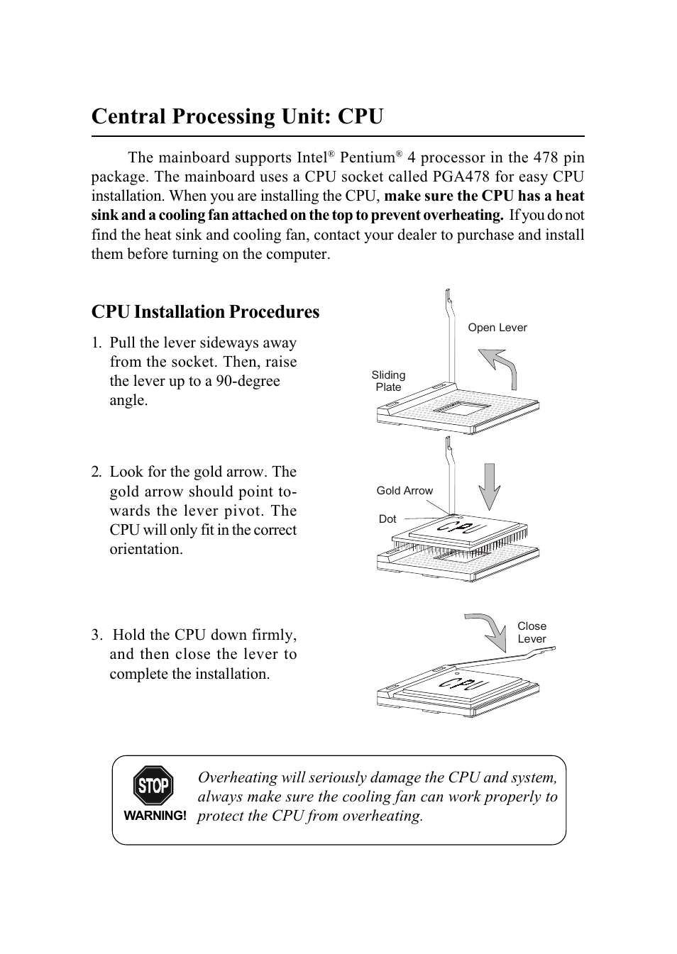 Central processing unit: cpu, Cpu installation procedures | MSI MS-6566 User Manual | Page 19 / 85