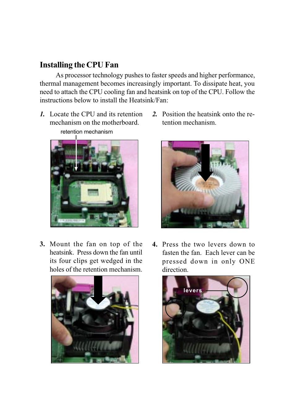 Installing the cpu fan | MSI G52-MA00542 User Manual | Page 15 / 68