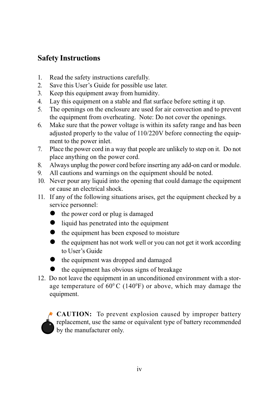 Safety instructions | MSI G52-MA00542 User Manual | Page 4 / 68