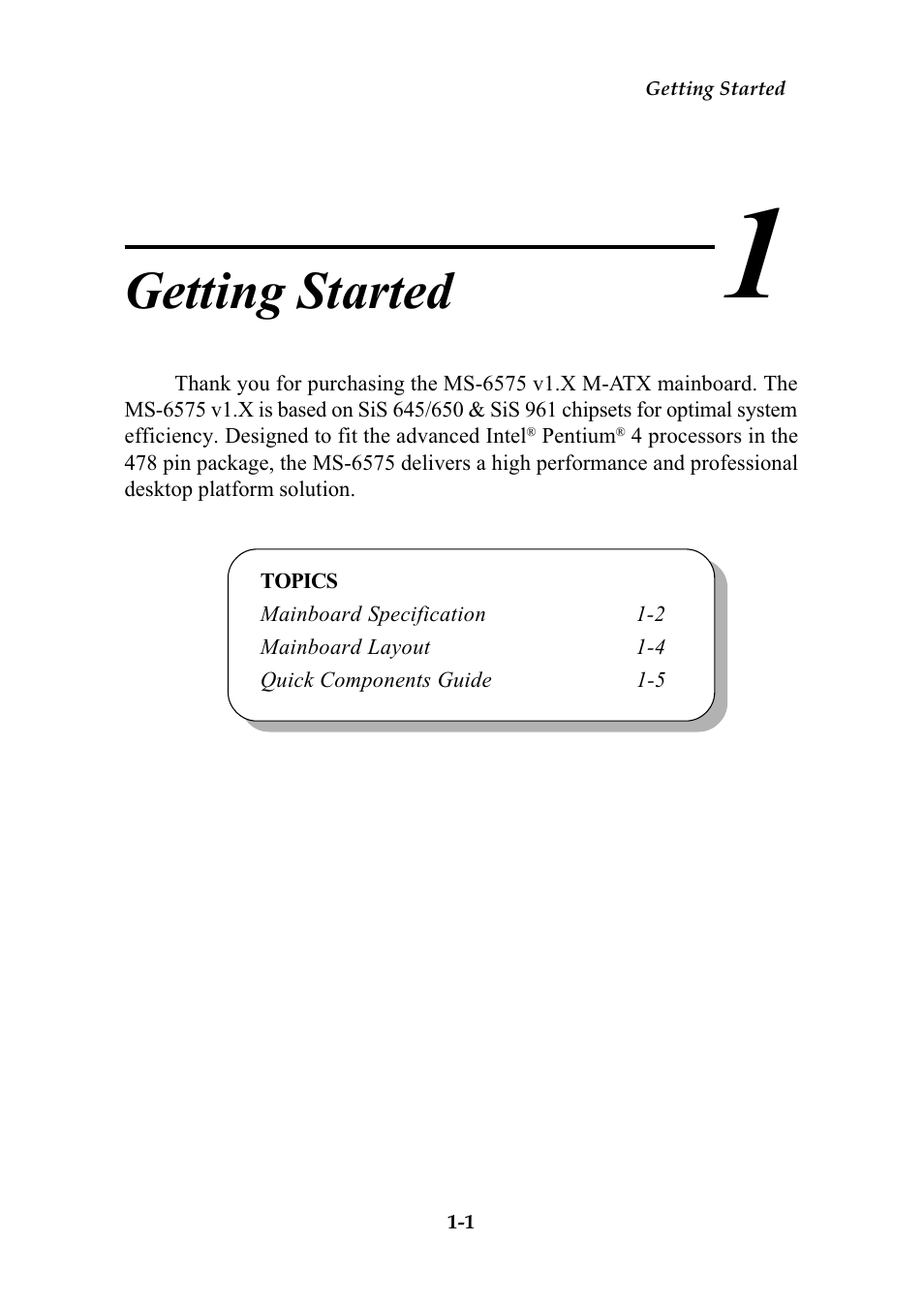 Chapter 1. getting started, Getting started | MSI G52-MA00542 User Manual | Page 8 / 68