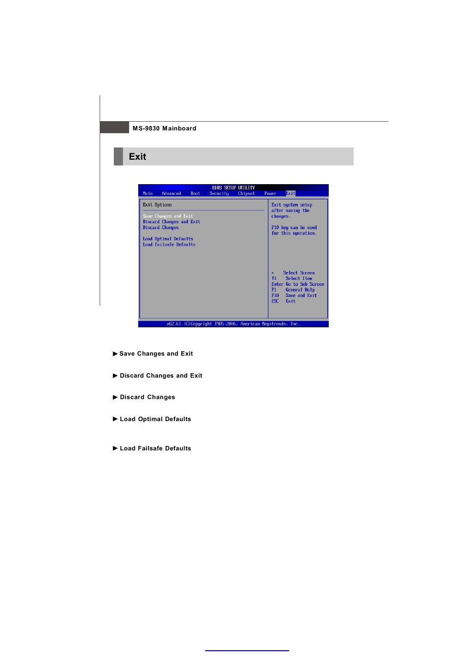 Exit | MSI IM-945GSE SERIES MS-9830 User Manual | Page 74 / 83