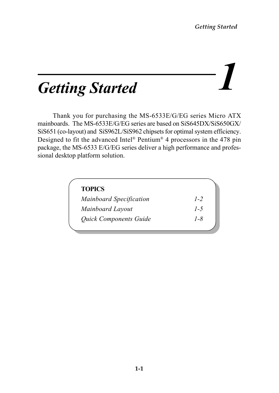 Chapter 1. getting started, Getting started | MSI G52-MA00628 User Manual | Page 8 / 85