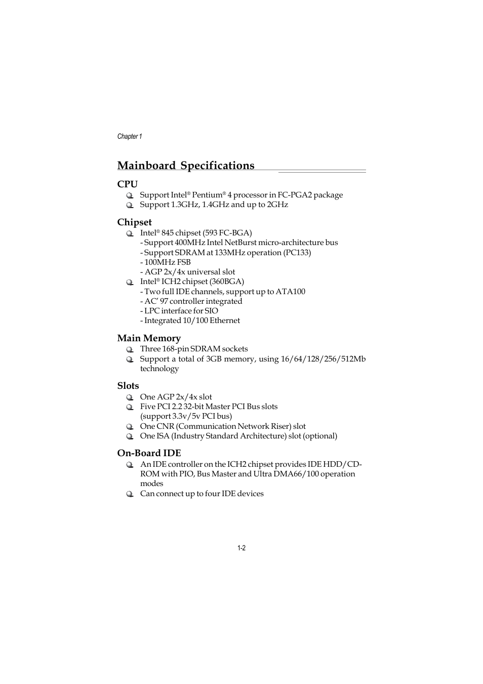 Mainboard specifications | MSI ATX Motherboard G52-MA00362 User Manual | Page 9 / 84
