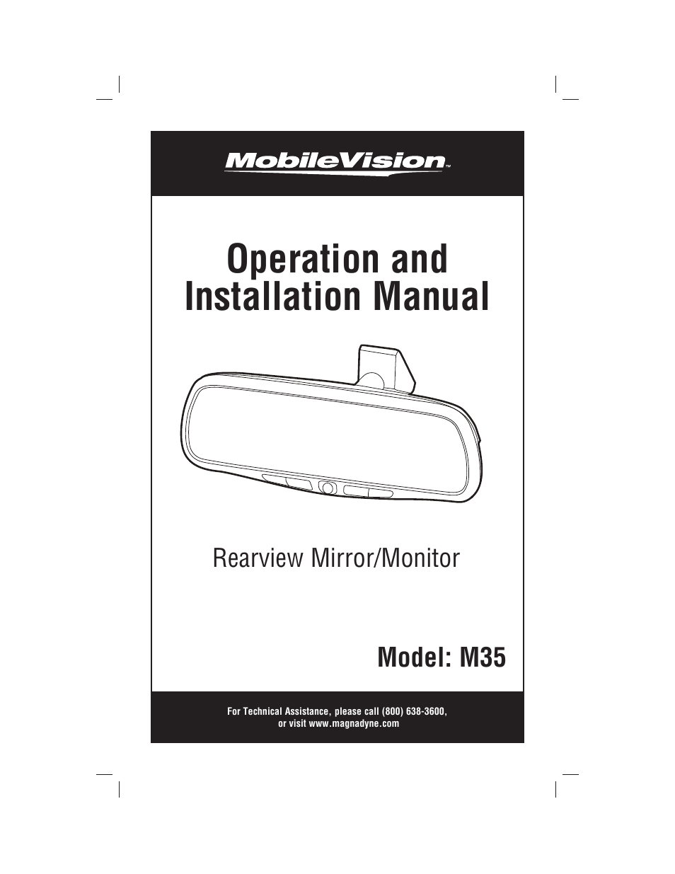 Magnadyne REARVIEW MIRROR/MONITOR M35 User Manual | 8 pages