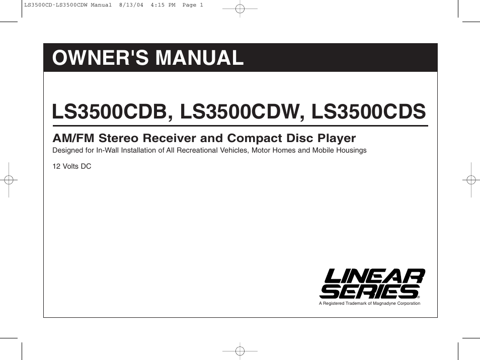 Magnadyne LS3500CDB User Manual | 12 pages