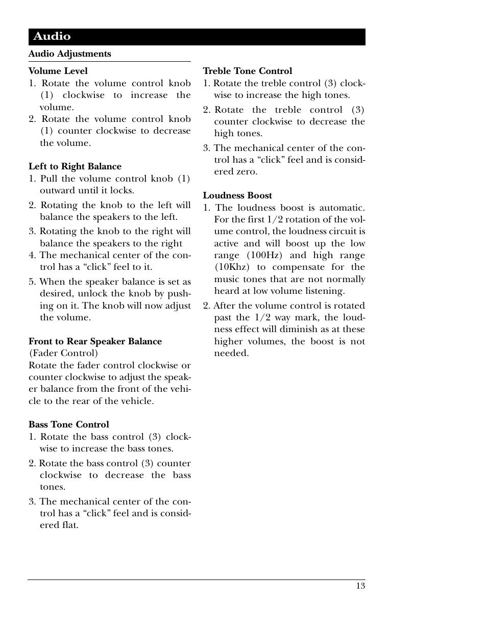 Audio | Magnadyne M9860f User Manual | Page 13 / 16