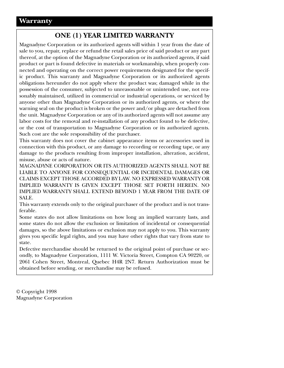 Magnadyne M9860f User Manual | Page 16 / 16
