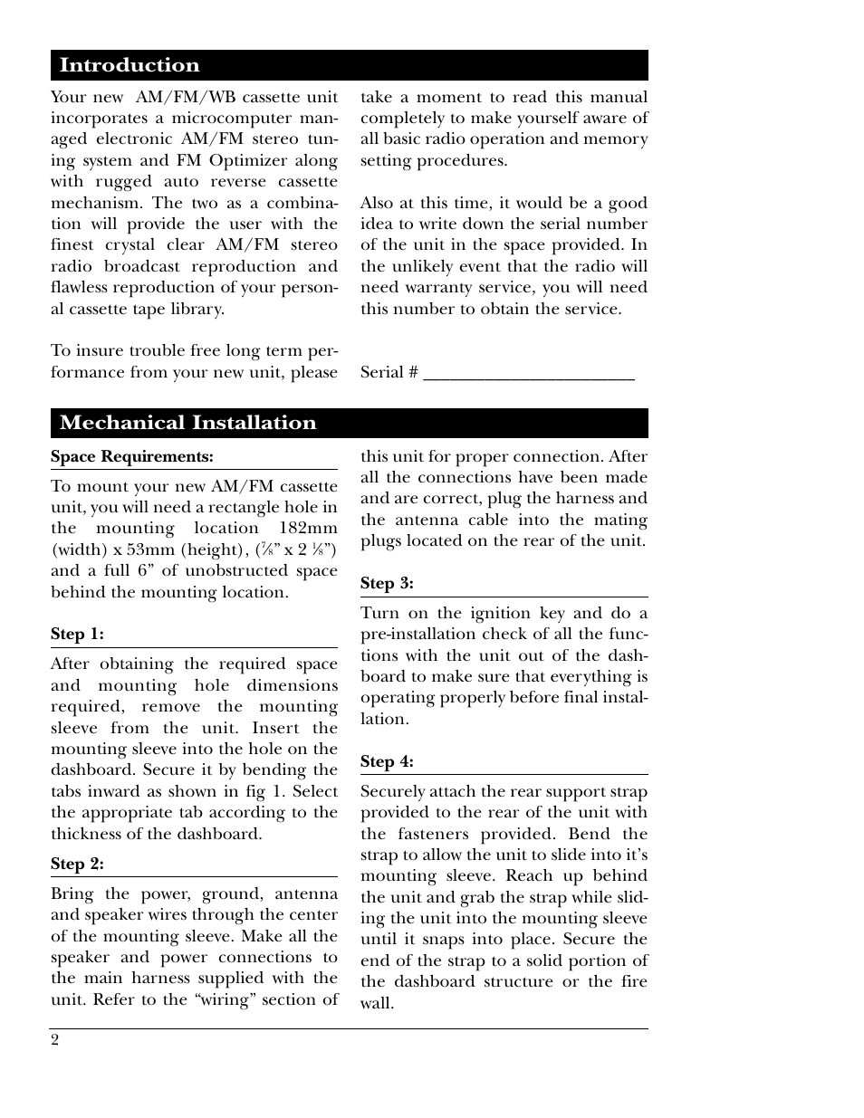 Introduction mechanical installation | Magnadyne M9860f User Manual | Page 2 / 16