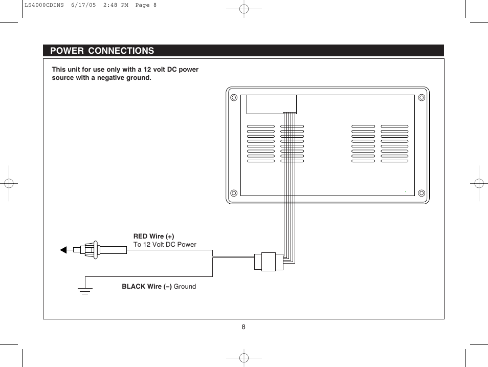 Power connections | Magnadyne LS4000S LS4001W User Manual | Page 8 / 12