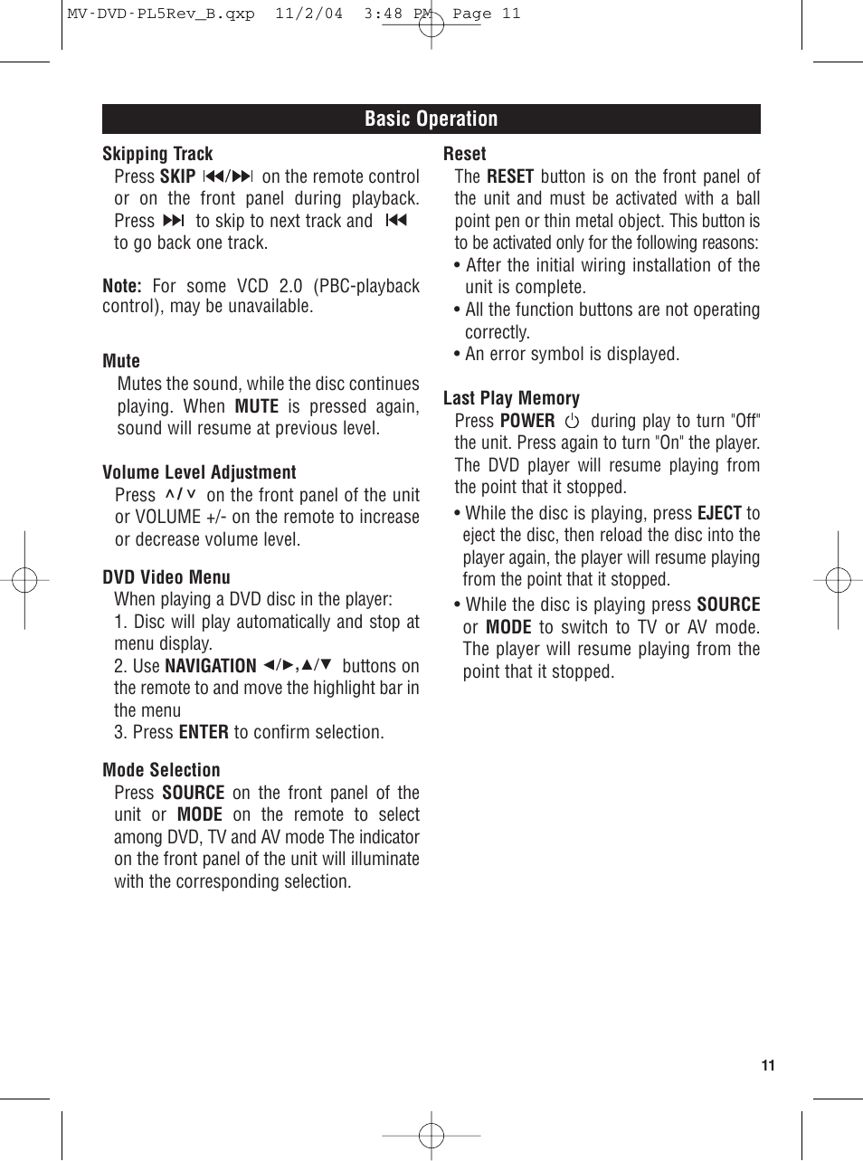 Magnadyne MV-DVD-PL5 User Manual | Page 11 / 24