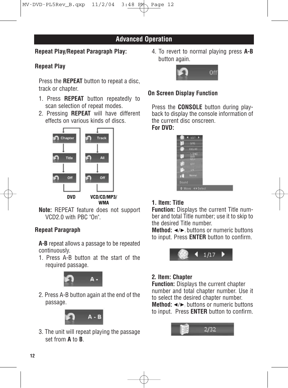 Magnadyne MV-DVD-PL5 User Manual | Page 12 / 24