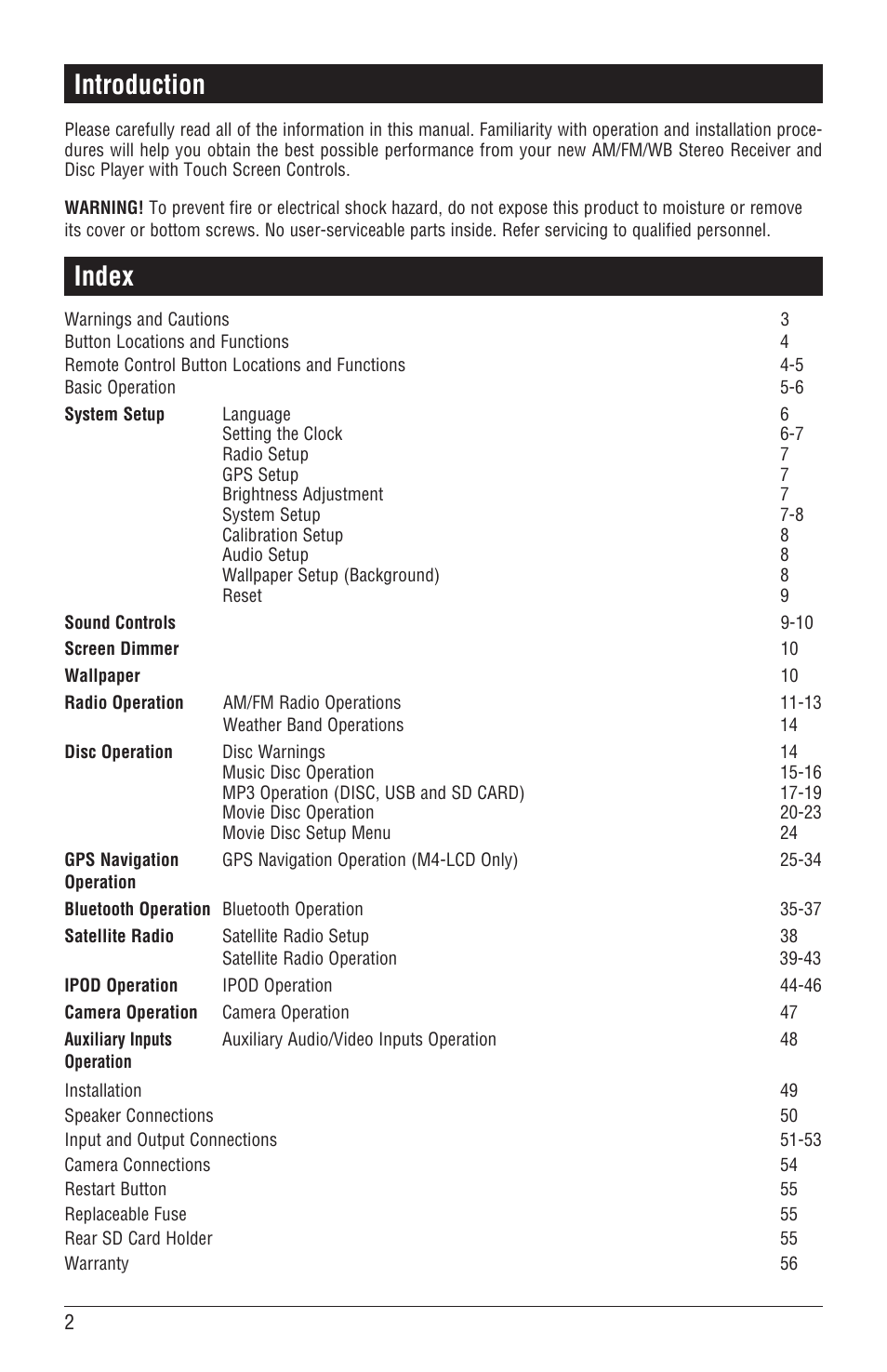 Introduction, Index | Magnadyne M4-LCD User Manual | Page 2 / 56