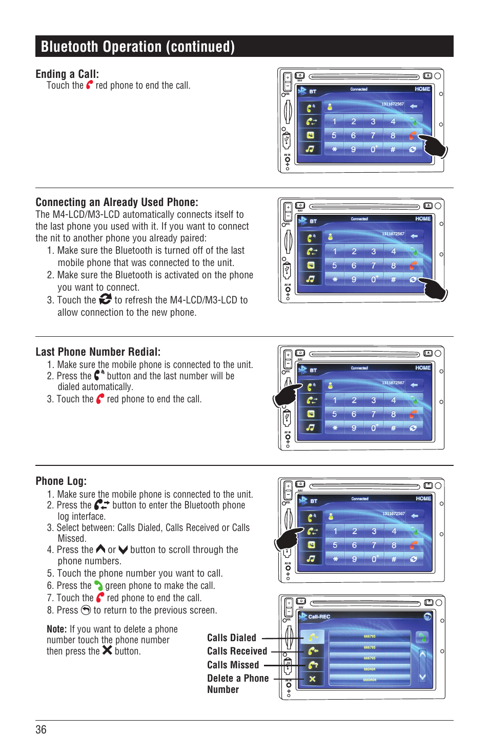 Bluetooth operation (continued) | Magnadyne M4-LCD User Manual | Page 36 / 56