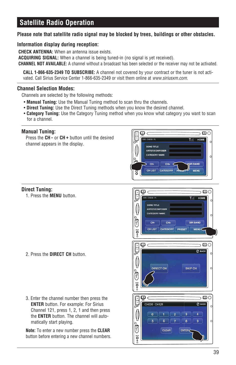 Satellite radio operation | Magnadyne M4-LCD User Manual | Page 39 / 56