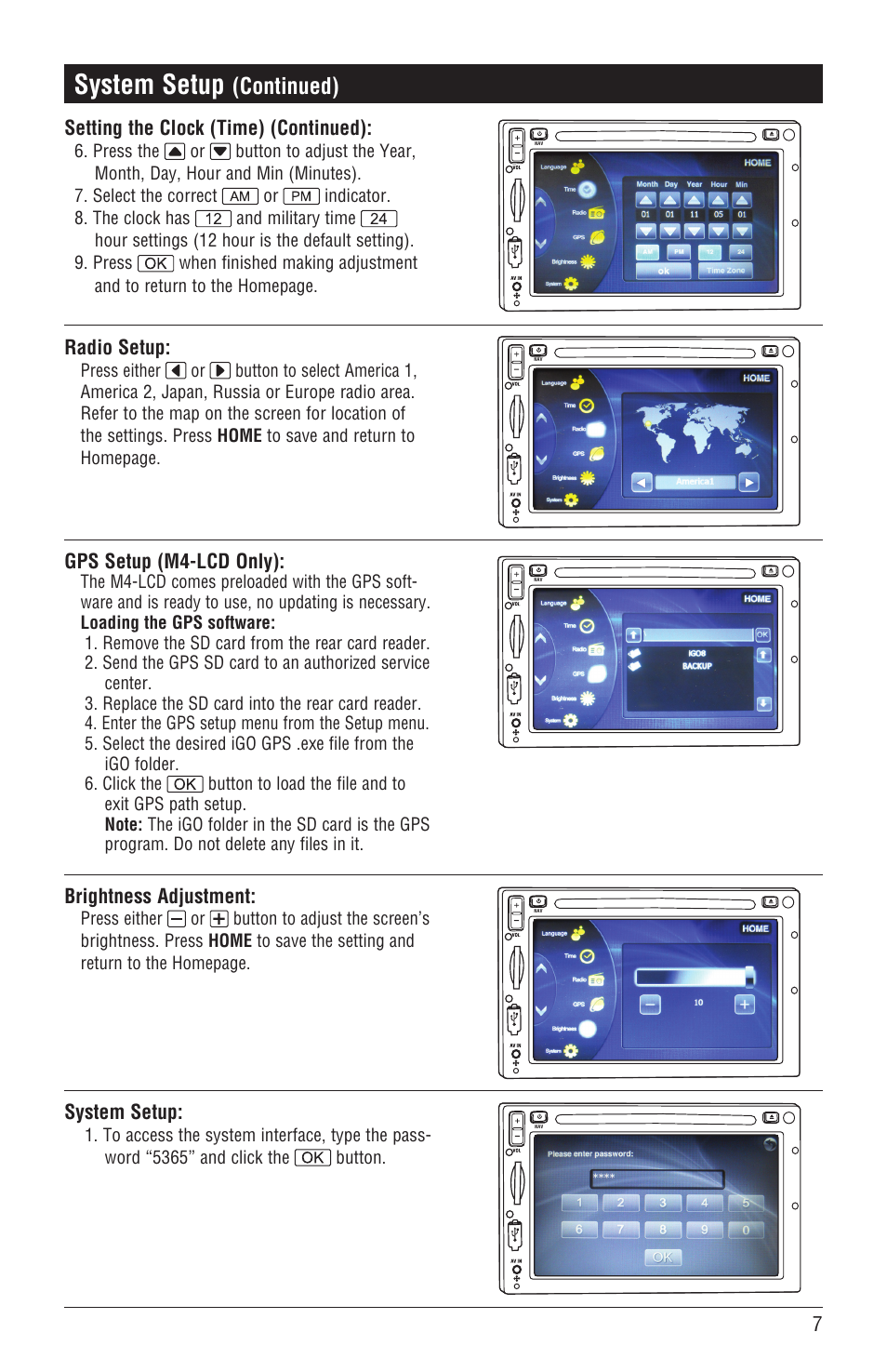 System setup, Continued) | Magnadyne M4-LCD User Manual | Page 7 / 56