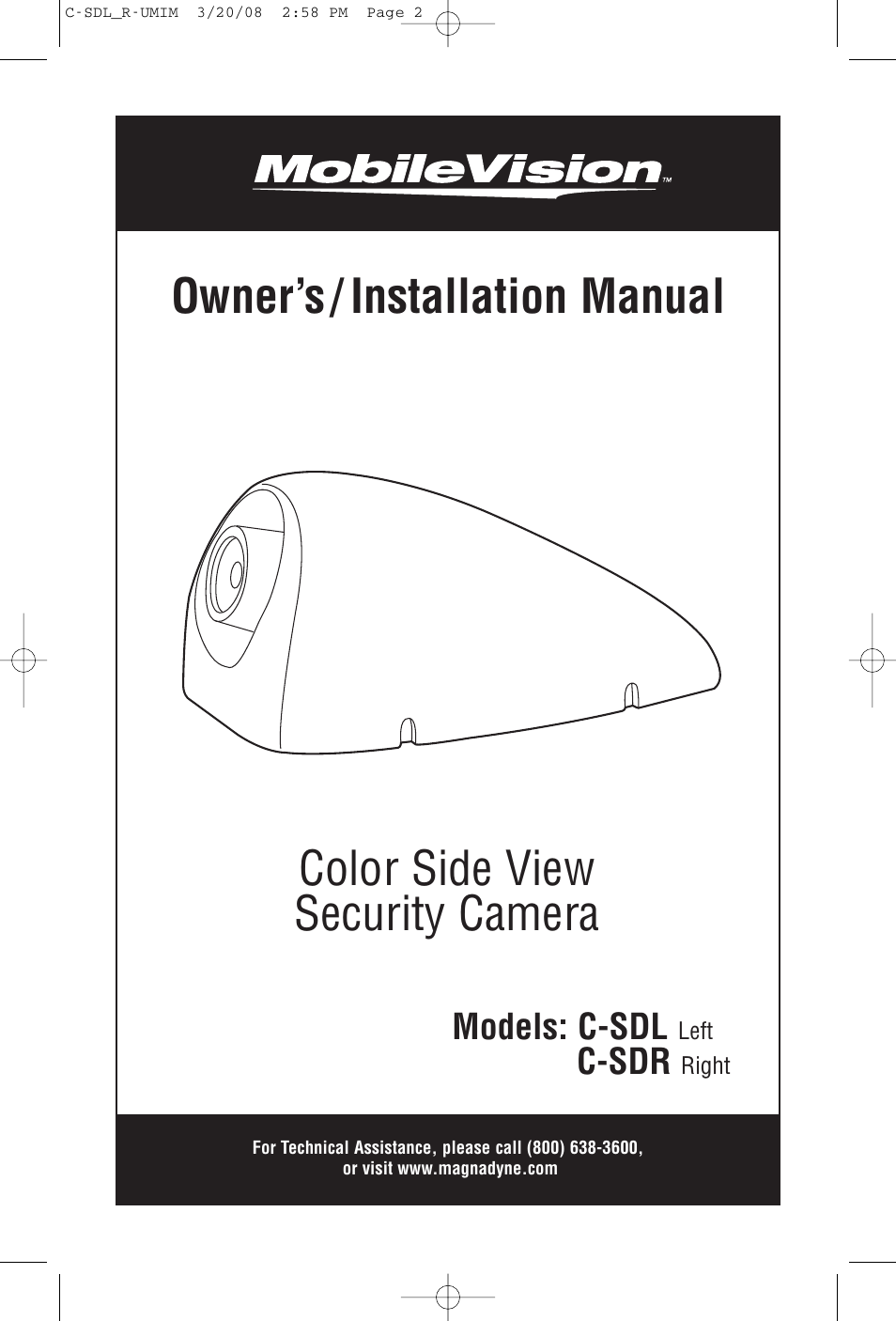 Magnadyne MOBILEVISION C-SDL User Manual | 4 pages