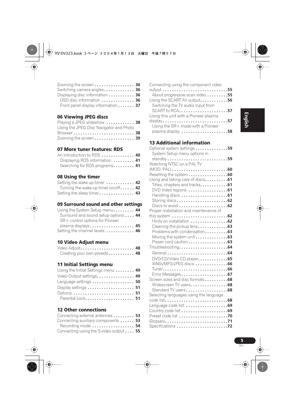 Pioneer XV-DV323 User Manual | Page 5 / 74