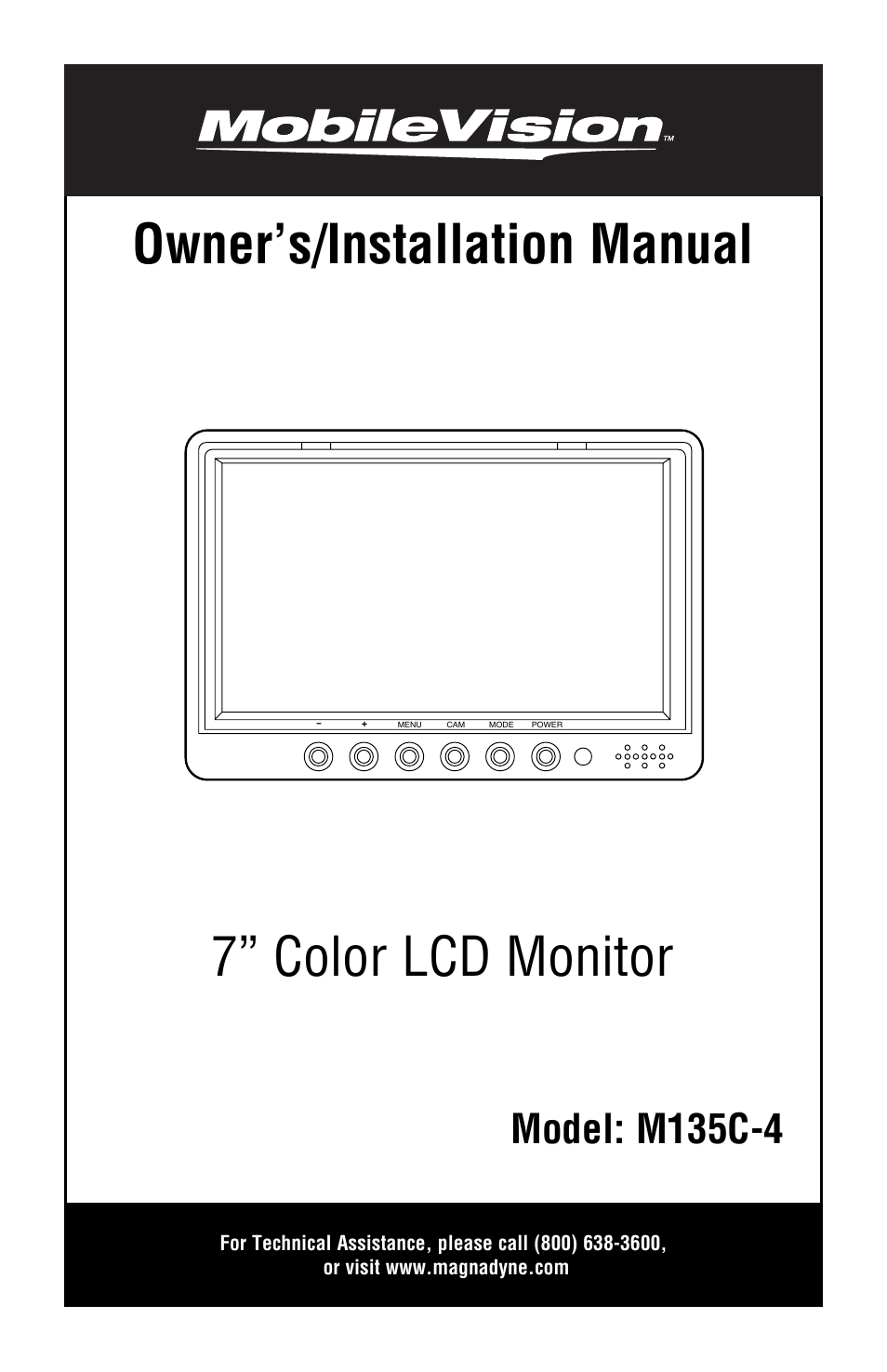Magnadyne 7" Color LCD Monitor M135C-4 User Manual | 8 pages