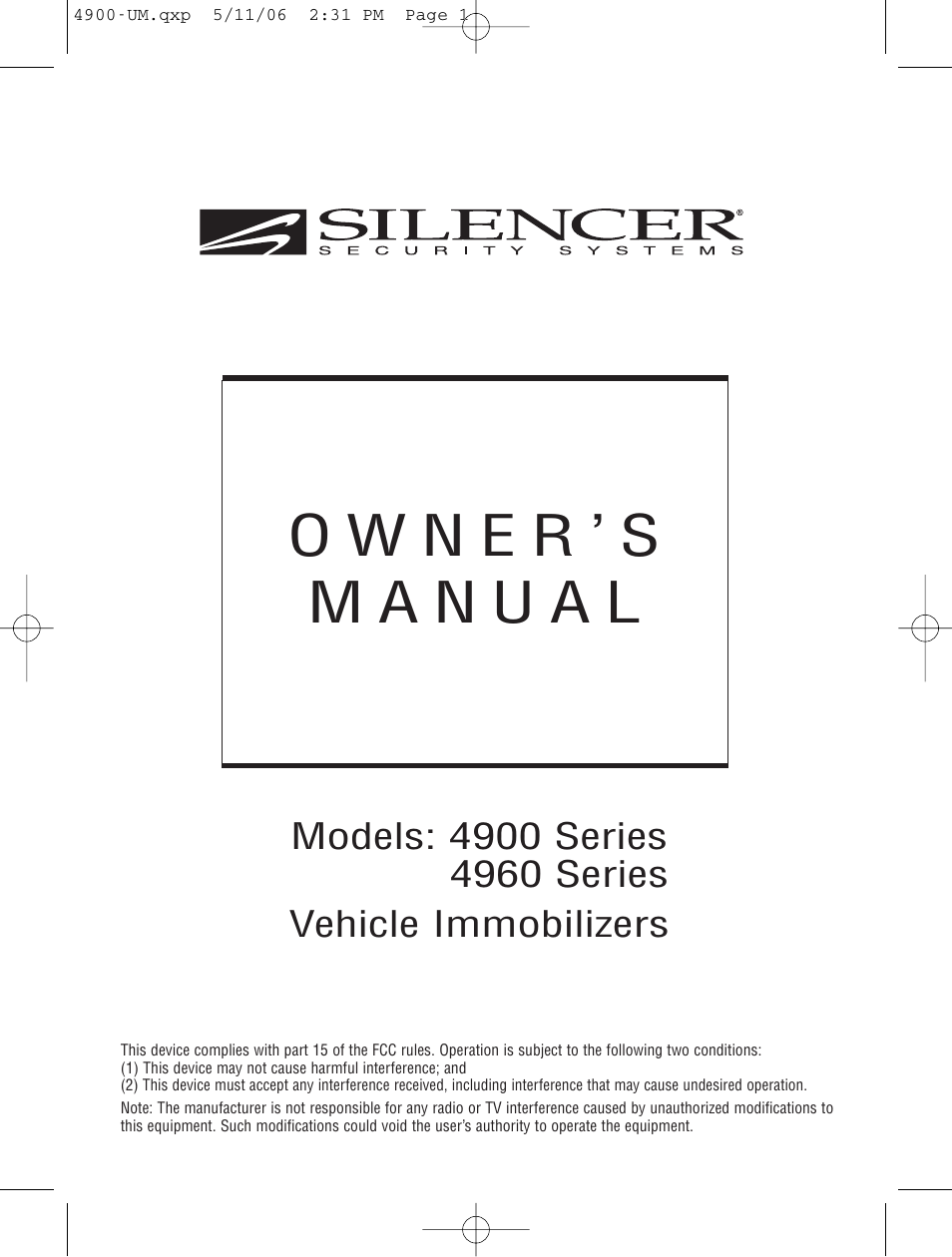 Magnadyne 4960 Series User Manual | 8 pages