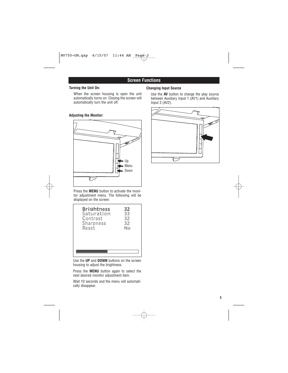 Magnadyne 7" Screen MV750G (Gray) User Manual | Page 3 / 8