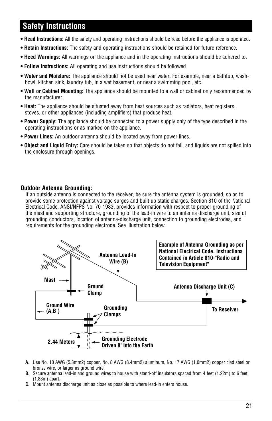 Safety instructions | Magnadyne LINEAR SERIES RV4000 User Manual | Page 21 / 24