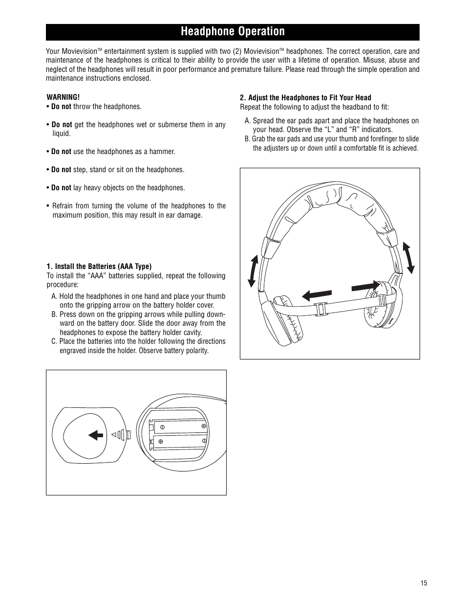 Headphone operation | Magnadyne MV-VCRUSER02 User Manual | Page 15 / 20