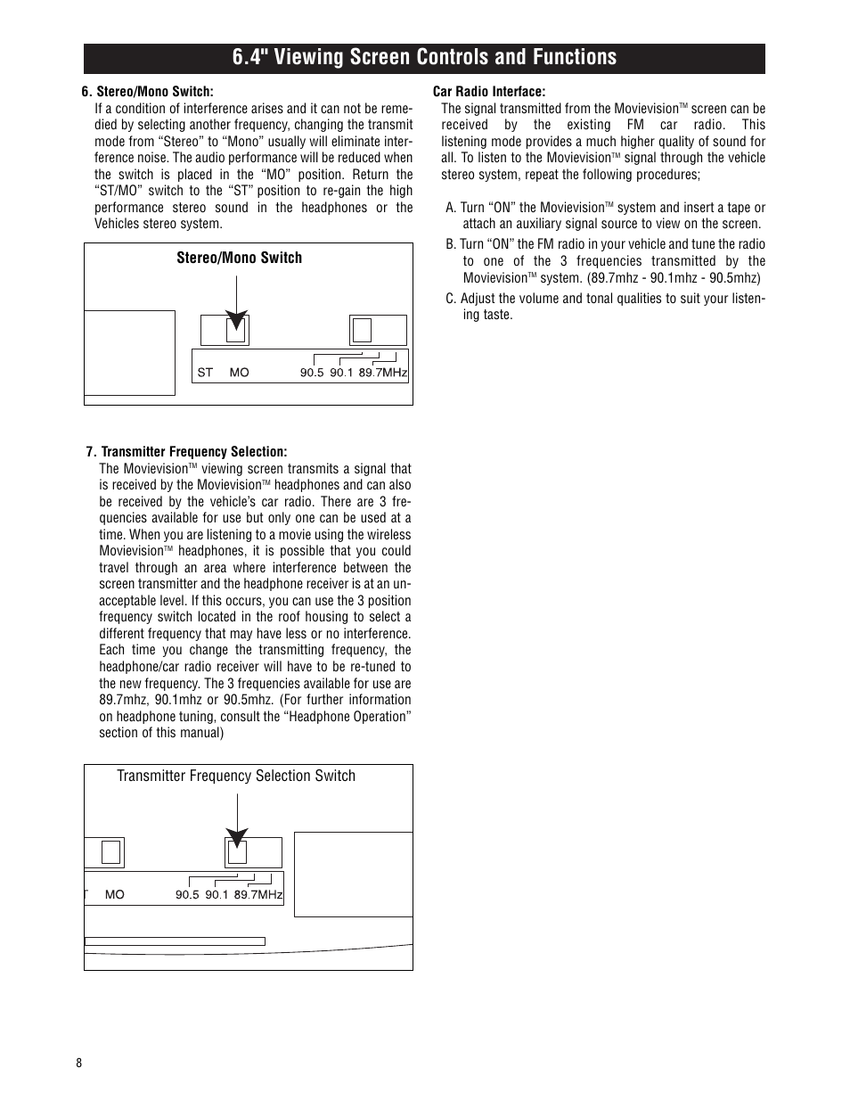 4" viewing screen controls and functions | Magnadyne MV-VCRUSER02 User Manual | Page 8 / 20