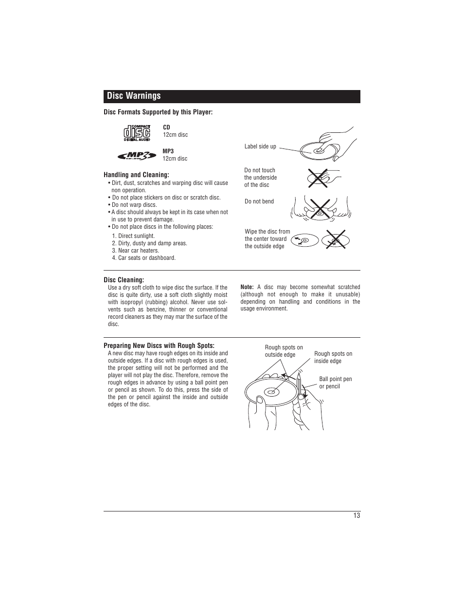 Disc warnings | Magnadyne M1-CD User Manual | Page 13 / 36