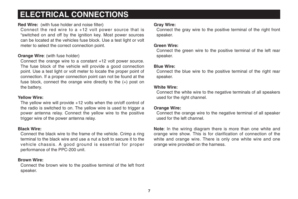 Electrical connections | Magnadyne PPC-200 User Manual | Page 7 / 8